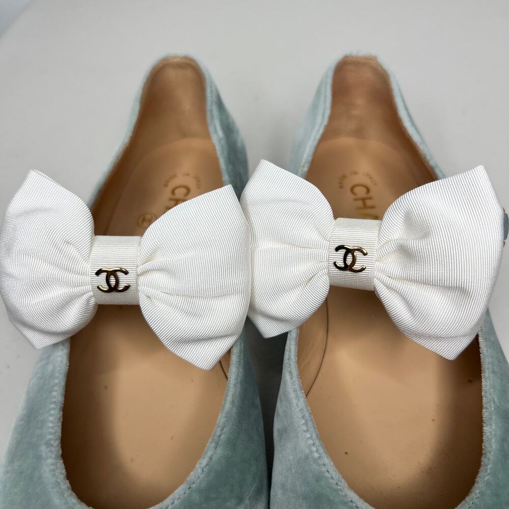 Chanel Velvet Ballet Flats Bow Métiers d'Art Size 38.5 - Picture 4 of 13
